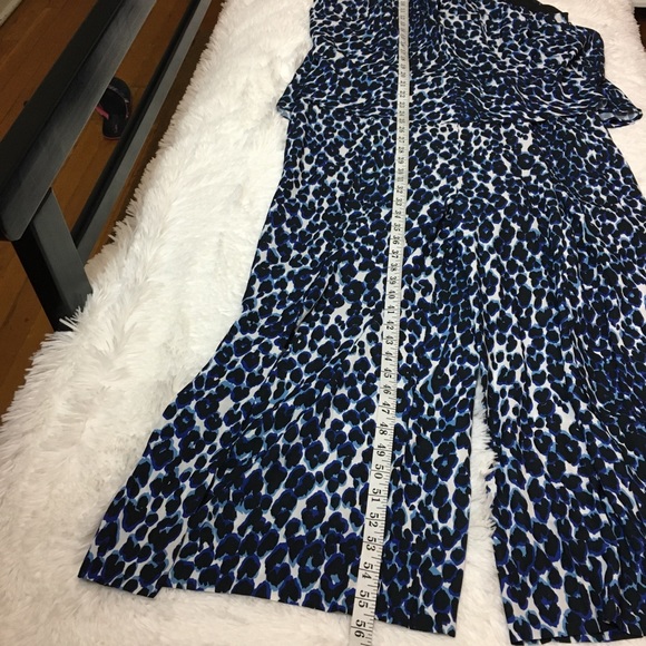 Bloomingdale's  Jumpsuit Le Gali Hildy  wide open leg animal print blue Sz XL - Picture 3 of 13